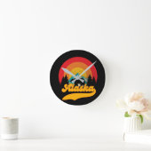 Retro Sunset Alaska Juneau Beer Mountains Wild AK Ronde Klok (Huis)