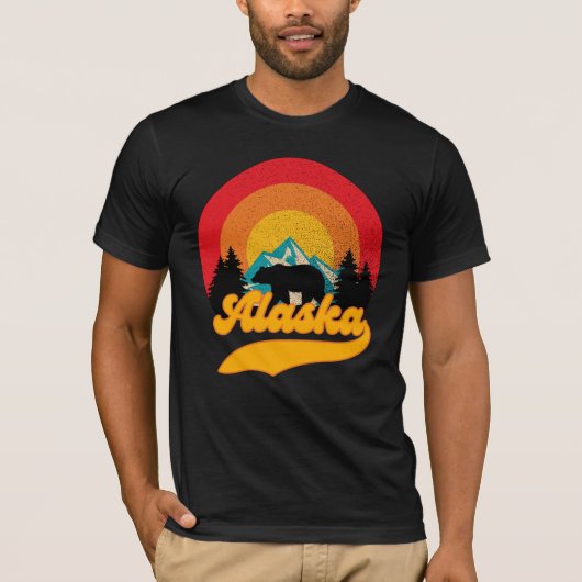 Retro Sunset Alaska Juneau Beer Mountains Wild AK T-shirt (Voorkant)
