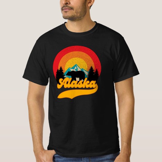 Retro Sunset Alaska Juneau Beer Mountains Wild AK T-shirt (Voorkant)