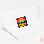Retro Sunset Alaska Juneau Beer Mountains Wild AK Vierkante Sticker (Envelop)