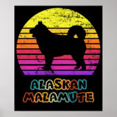 Retro Sunset Alaskan Malamute Poster (Voorkant)