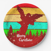 Retro  Sunset Angel Merry Kerstmis 9"