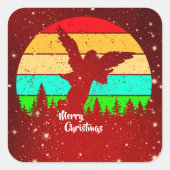 Retro Sunset Angel Merry Kerstmis Vierkante Sticker (Voorkant)