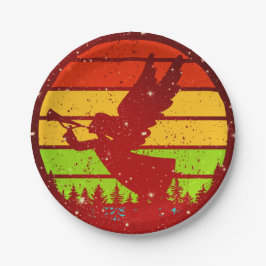 Retro  Sunset Angel met Horn 7" Papieren Bordje