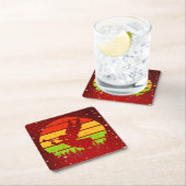 Retro  Sunset Angel met Horn Kartonnen Onderzetters (Insitu)