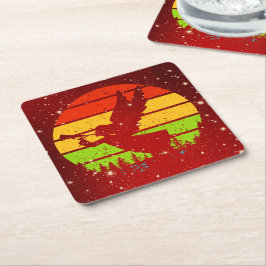 Retro  Sunset Angel met Horn Kartonnen Onderzetters