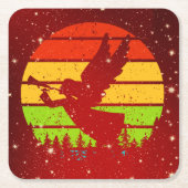 Retro  Sunset Angel met Horn Kartonnen Onderzetters (Voorkant)