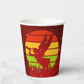 Retro  Sunset Angel met Horn Papieren Bekers (Achterkant)