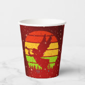 Retro  Sunset Angel met Horn Papieren Bekers (Voorkant)