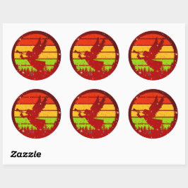 Retro  Sunset Angel met Horn Ronde Sticker