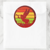 Retro  Sunset Angel met Horn Ronde Sticker (Tas)