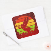 Retro  Sunset Angel met Horn Vierkante Sticker (Envelop)