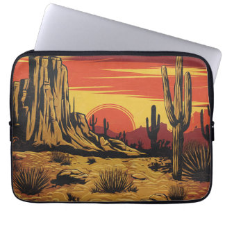  Retro Sunset Arizona Desert Western Laptop Sleeve