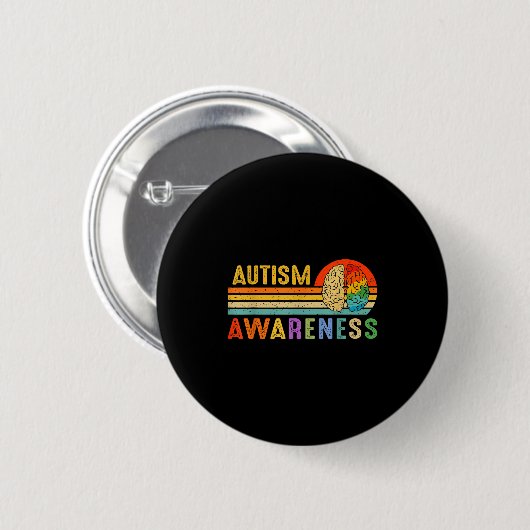 Retro Sunset Autism Awareness Neurodiversity Spect Ronde Button 5,7 Cm (Voorkant /achterkant)