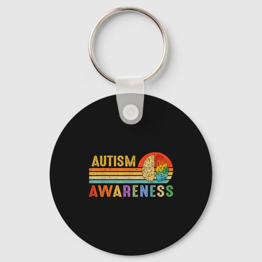 Retro Sunset Autism Awareness Neurodiversity Spect Sleutelhanger (Voorkant)