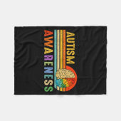Retro Sunset Autisme Bewustzijn Neurodiversiteit S Fleece Deken (Voorkant (Horizontaal))