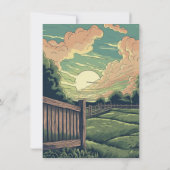 Retro Sunset Backyard BBQ Party Kaart (Achterkant)