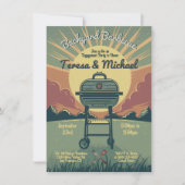 Retro Sunset Backyard BBQ Party Kaart (Voorkant)