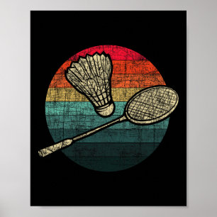 Retro Sunset Badminton - Birdie Shuttle Atleten Poster