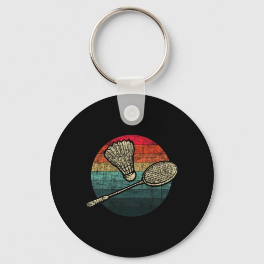 Retro Sunset Badminton - Birdie Shuttle Atleten Sleutelhanger (Voorkant)