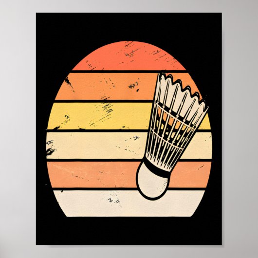 Retro Sunset Badminton Poster (Voorkant)