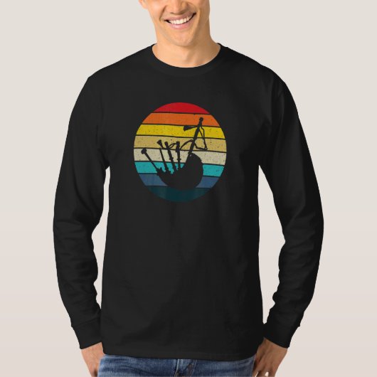 Retro sunset bagpiper bagpipe-speler t-shirt (Voorkant)