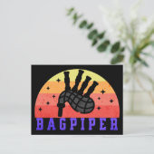 Retro Sunset Bagpiper Briefkaart (Staand voorkant)