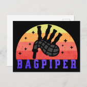 Retro Sunset Bagpiper Briefkaart (Voorkant / Achterkant)