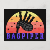 Retro Sunset Bagpiper Briefkaart (Voorkant)