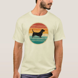  Retro sunset Basset Hound silhouet T-Sh T-shirt