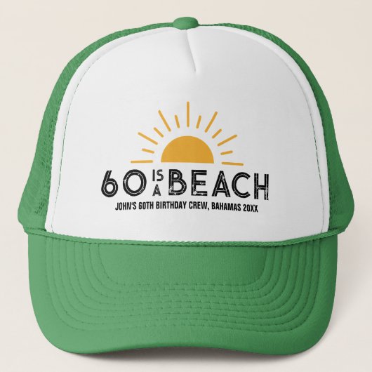 Retro Sunset Beach 60e 70e verjaardag Crew Squad Trucker Pet (Voorkant)
