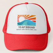 Retro Sunset Beach 70th AF Birthday Crew Squad Trucker Pet (Voorkant)