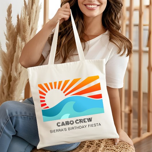 Retro Sunset Beach Aangepaste tekst verjaardagsfee Tote Bag