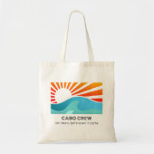 Retro Sunset Beach Custom Text Birthday Party Crew Tote Bag (Voorkant)