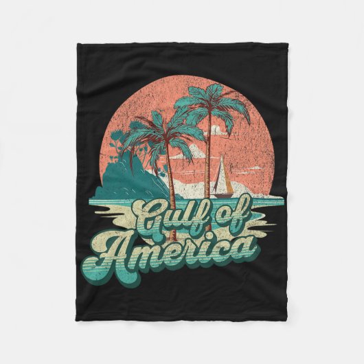 Retro Sunset Beach Vibes - Golf van Verenigde Stat Fleece Deken (Voorkant)