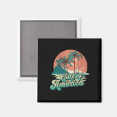 Retro Sunset Beach Vibes - Golf van Verenigde Stat Magneet (Voorkant / Achterkant)