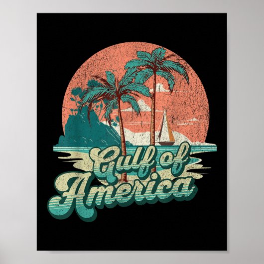 Retro Sunset Beach Vibes - Golf van Verenigde Stat Poster (Voorkant)