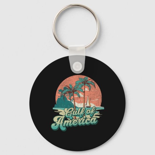 Retro Sunset Beach Vibes - Golf van Verenigde Stat Sleutelhanger (Voorkant)