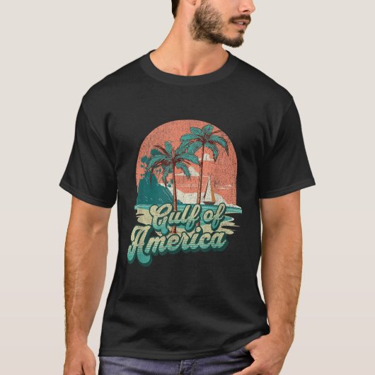 Retro Sunset Beach Vibes - Golf van Verenigde Stat T-shirt (Voorkant)