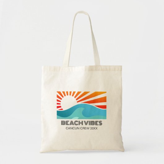 Retro Sunset Beach Vibes Vakantie Zomer Meisje Tri Tote Bag (Voorkant)