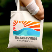 Retro Sunset Beach Vibes Vakantie Zomer Meisje Tri Tote Bag