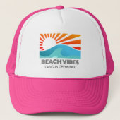 Retro Sunset Beach Vibes Vakantie Zomer Meisje Tri Trucker Pet (Voorkant)