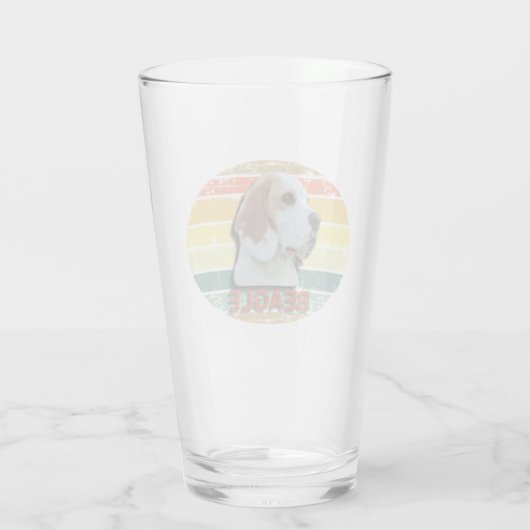 Retro Sunset Beagle Hound Dog Glas (Achterkant)