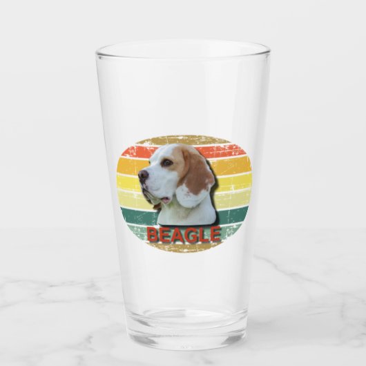 Retro Sunset Beagle Hound Dog Glas (Voorkant)