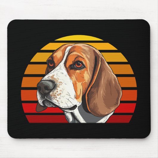 Retro Sunset Beagle Muismat (Voorkant)