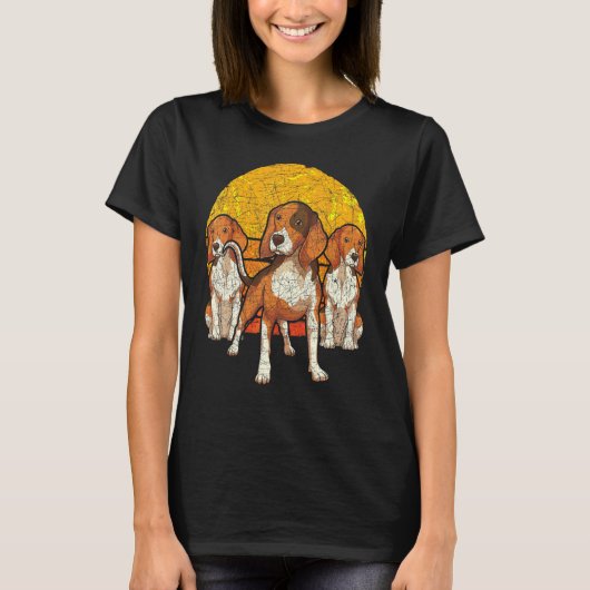 Retro Sunset Beagle T-shirt (Voorkant)