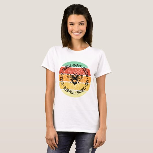 Retro Sunset Bee Positief T-shirt (Voorkant volledig)