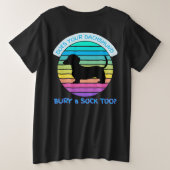 Retro Sunset Begraaft uw teckel ook een sok? Grote Maat T-shirt (Design achterkant)