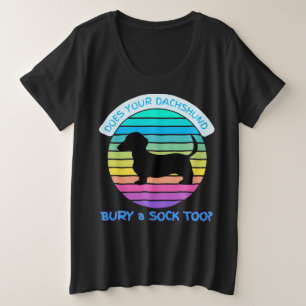 Retro Sunset Begraaft uw teckel ook een sok? Grote Maat T-shirt