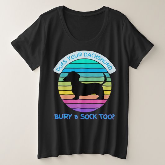 Retro Sunset Begraaft uw teckel ook een sok? Grote Maat T-shirt (Design voorkant)